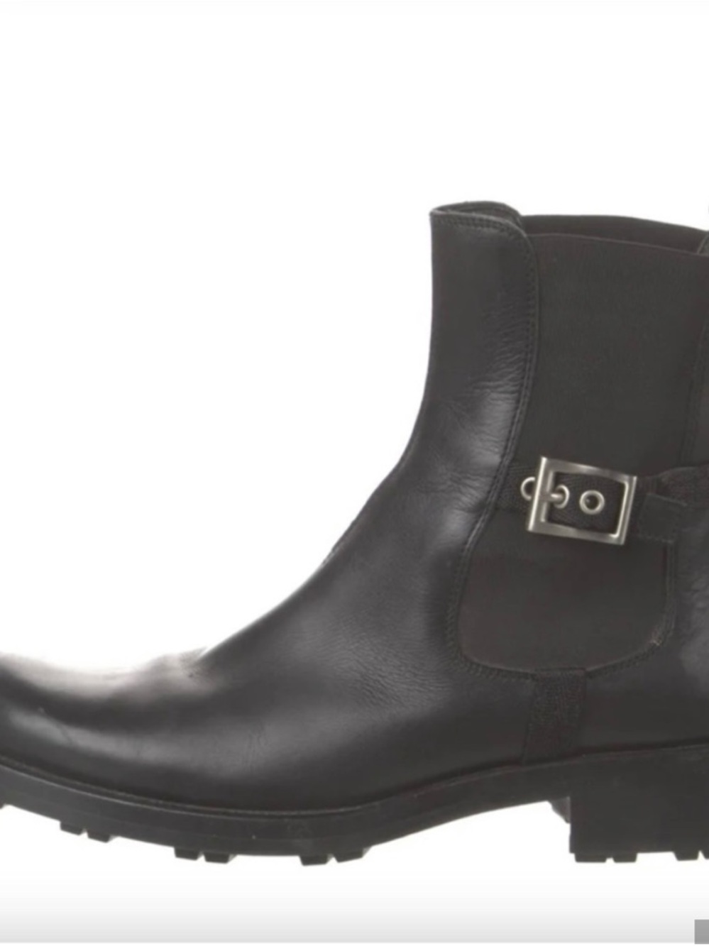 Women's Prada Black Leather Chelsea Boots with Buckle 39.5